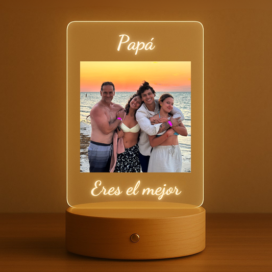 Lámpara Papá con foto + texto